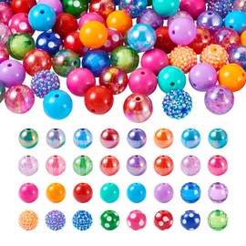 Cheriswelry 82Pcs 20mm Assorted Acrylic Chunky Bubblegum Beads Set with AB Color Beads Resin Rhinestone Beads Spacer Beads 32 Styles for DIY Bracelet Accessories Jewelry Making