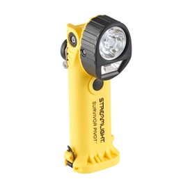 Streamlight 91839 Survivor Pivot USB 325-Lumen Right Angle Articulating Dual Beam Rechargeable Flashlight with Magnet and Clip, Yellow