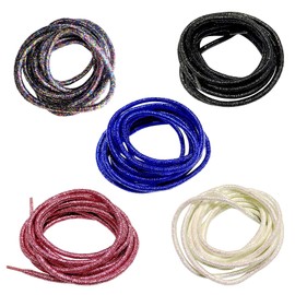 B-HOT 5Pairs Metallic Glitter Round Shoelaces 140cm Long Sparkly Shoe Lace 4mm Replacement Shoelaces for Hiking,Walking,Outdoor Boots Multicolor #B