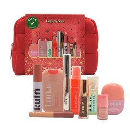 Sephora Cozy & Clean Makeup Holiday Gift Set – 9 Clean Beauty Essentials with Lip, Primer, Mascara & Skincare