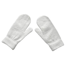 BaiX Women and Men's Cozy Winter Knitted Mittens Warm Fingerless Gloves White