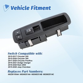AiYiGu Front Passenger Side Window Switch Fit for 2015-2017 Chrysler 200/300, 2017-2020 Pacifica, 2015-2021 Dodge Charger, 2019-2020 Ram 2500, Jeep Cherokee, Replace ‎68268251AB, 68268251AA