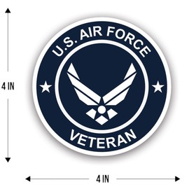 eDesign - Paquete de 2 adhesivos de vinilo para veteranos de la Fuerza Aérea de los Estados Unidos, 4 pulgadas, calcomanías y calcomanías de la Fuerza Aérea de Estados Unidos, para coche, camión, furgoneta, parachoques, laptop, tablet, vaso y cualquier s
