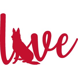 German Shepherd Love Vinyl Sticker Decals (Pack of 2) for Car Bumper Window Laptop Tablet Phone (6 inch x 4 inch,Red)