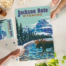 Lantern Press 1000 Piece Jigsaw Puzzle, Jackson Hole, Wyoming, Grand Tetons, Explorer Series, Blue