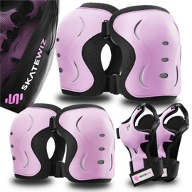 SKATEWIZ Elbow and Knee Pads Kids - Knee Pads for Kids - Kids Knee and Elbow Pads for Children - IMPACT - Size XS Pink Black - Kids Knee Pads Scooter Knee Pads Skate Pads