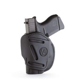 1791 GunLeather 4-Way Glock 43 Holster - OWB and IWB CCW Holster - Right Handed Leather Gun Holster - Fits Glock 43, Glock 42, Kahr CW380 and S&W Bodyguard (Stealth Black)