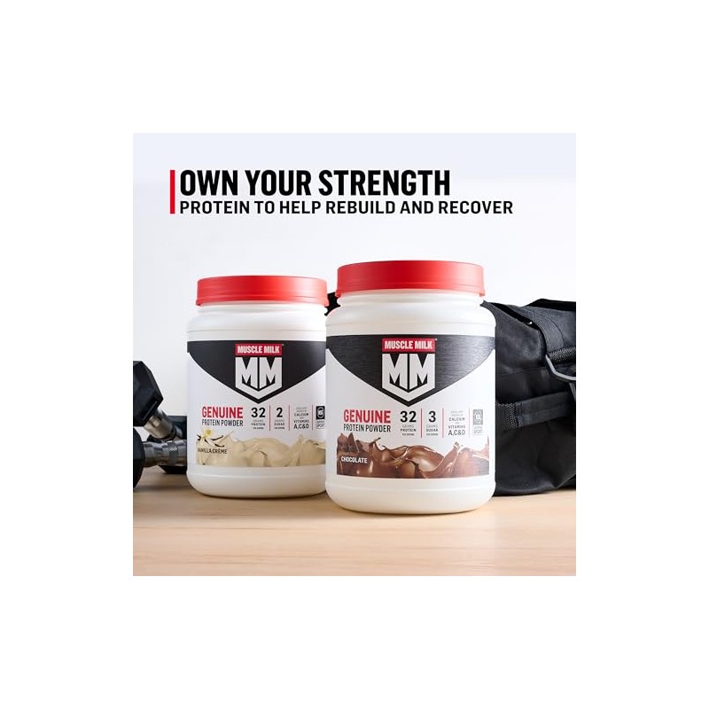 Muscle Milk Genuine Protein Powder, Strawberries 'N Crème, 32g Protein,