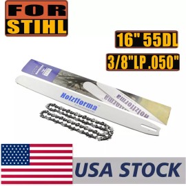 Holzfforma US 16in 3/8LP .050 55DL Chainsaw Guide Bar&Chain for ST 017 018 020 021 023 025
