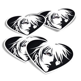 Vinyl Heart Stickers (Set of 4) - Anime Manga Face Japanese Fun Decals for Laptops,Tablets,Luggage,Scrap Booking,Fridges #2810