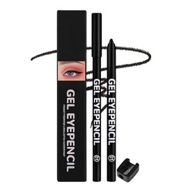 Erinde 2 Pcs Mate Lápiz Delineador de Ojos en Gel Resistente Al Agua, #1+#1 | Larga Duración y a Prueba de Manchas, Fácil de Afilar, Acabado Cremoso, 