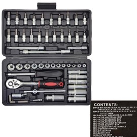 ZCXSHKA 53 Pieces 1/4 inch Drive Socket Ratchet Wrench Set, with Bit Socket Set Metric and Extension Bar for Auto Repairing and Household, with Storage Case