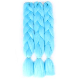 Colorful Braiding Hair Extensions 24 Inch 3 Packs Synthetic High Temperature Jumbo Braids Hair Crochet Hair Extension for Braiding. Blue.