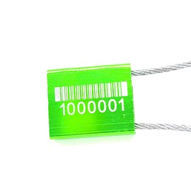 Steel Cable Seals Numbered with barcode 12 Inch, GREEN color, 200 Pcs. Security Tie-Galvanized Steel Cable Seal with (5/64 inch) or (2.0 mm) wire BFSEALS Fast and Quick Delivery