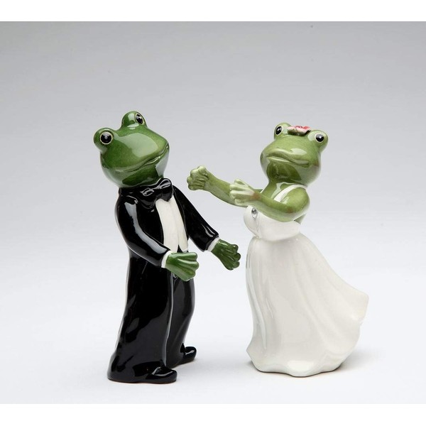 Fine Ceramic Wedding First Dance Frog Couple in Tuxedo &