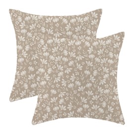 CXMEIFLY Beige Cream Pillow Covers 18 x 18 Inch Set of 2 Spring Daisy Floral Decor Throw Pillows Vintage Flower Summer Outdoor Seasonal Linen Farmhouse Decorative Pillowcases for Couch Bed Sofa