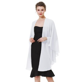 BEAUTELICATE Women's Chiffon Scarf, Stole, Bolero for Evening Dress, Festive, Wedding, Bridal, Spring / Summer Jacket, White,