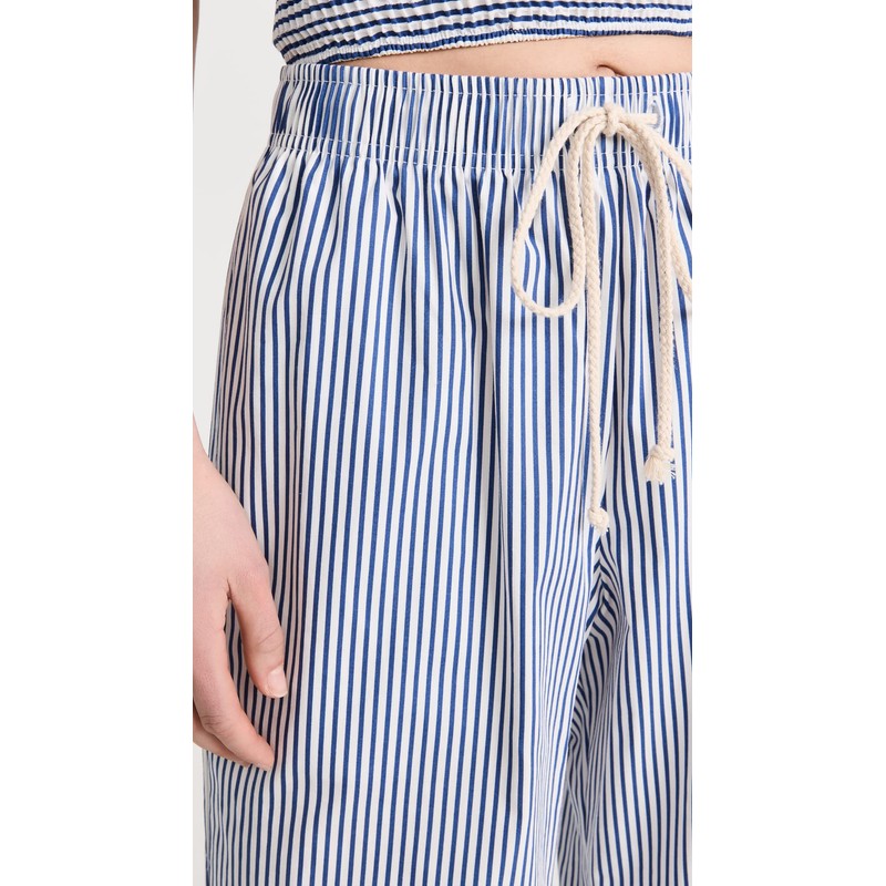 DONNI. Women's Pop Pants, Navy Stripe, L