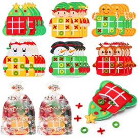 Hollowfly Set of 30 Christmas Tic Tac Toe Strategic Mini Board Game Birthday Party Favors for Kids, Goodie Bag Stuffers, End of Year Student Gifts Bulk Family Classic Educational Toys