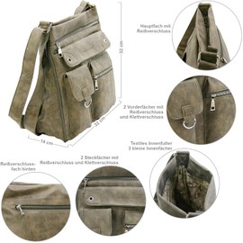 Bag Street Women's Handbag with Many Compartments - Vintage Shoulder Bag Crossbody Shoulder Bag - 32 x 32 x 14 cm, brown
