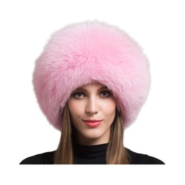 Acrawnni Womens Faux Fur Russian Thick Warm Headband Winter Warm Skiing Cap Fluffy Earwarmer Earmuff Hat (Pink, One Size)