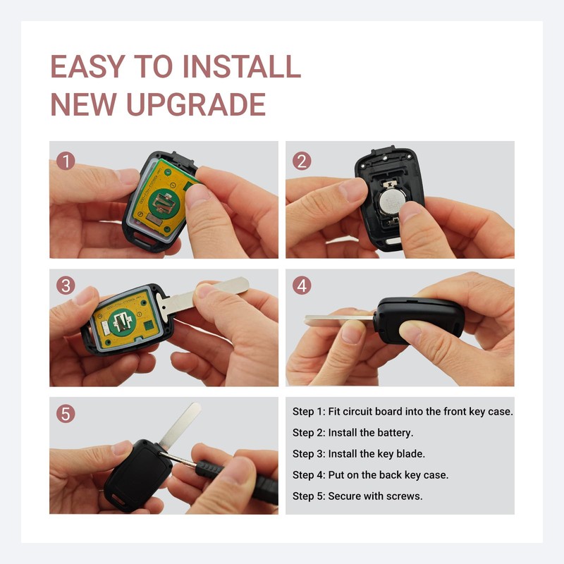 No Cutting Required Key Fob Case Shell fit for Honda