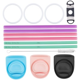 14pcs Replacement Parts for Owala Freesip, 3 Seal Gaskets Rings 3 Stoppers 6 Straws 1 Clamp 1 Straw Cleaning Brush Water Bottle Lid Replacement Accessories for Owala Freesip