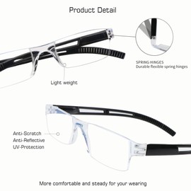 VisionGlobal 5 Pairs Reading Glasses, Blue Light Blocking Glasses, Computer Reading Glasses for Women and Men, Fashion Square Eyewear Frame (Black,+4.00 Magnification)