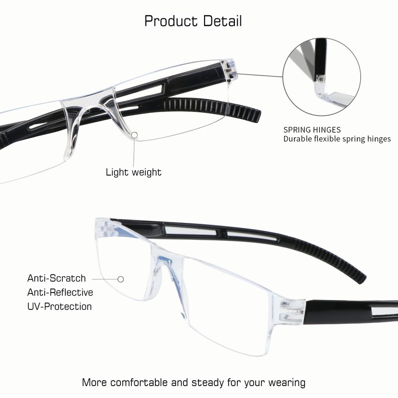 VisionGlobal 5 Pairs Reading Glasses, Blue Light Blocking Glasses, Computer