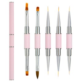 Lokaloka Nail Brush Set for Gel Nails, Nail Art, Double Sided with Lid and Ombre Brush, 10 Heads Fine Brush Set, French Thin Fineliner Liner for UV Nails, Gel, Neonail, Acrylic