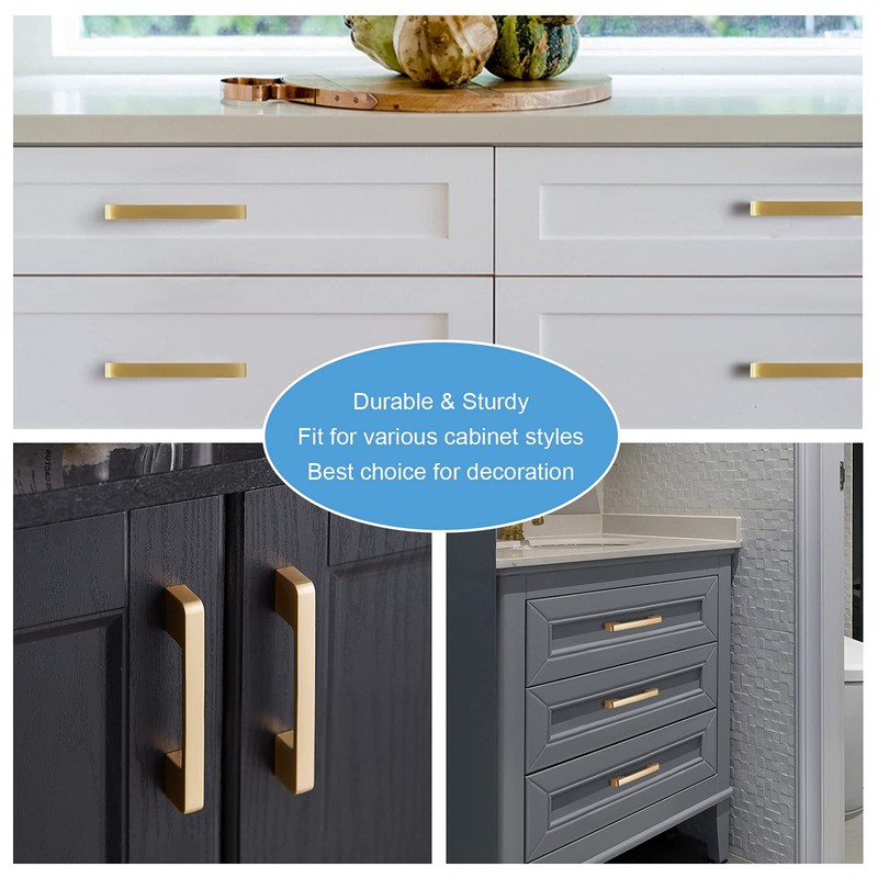 WEAVERBIRD Cabinet Knobs 96 mm Gold Cabinet Handles Drawer Pulls