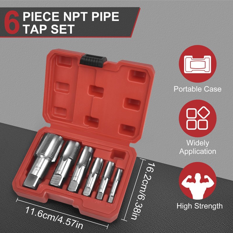 6 PCs Pipe Tap Set - Precision Carbon Steel NPT