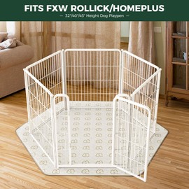 FXW Washable Pee Pads for Dogs, Leak-Proof & Non-Slip, Specifically Designed for FXW Rollick/Homeplus 32/40/45inch 6 Panels Dog Playpen, 35" Hexagon, Khaki, 1 Pack
