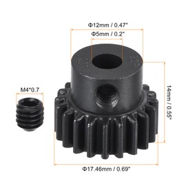 sourcing map RC 32P Hardened Pinion Gear 5mm Shaft 20T Motor Gears Carbon Steel for RC Car Boat Drone