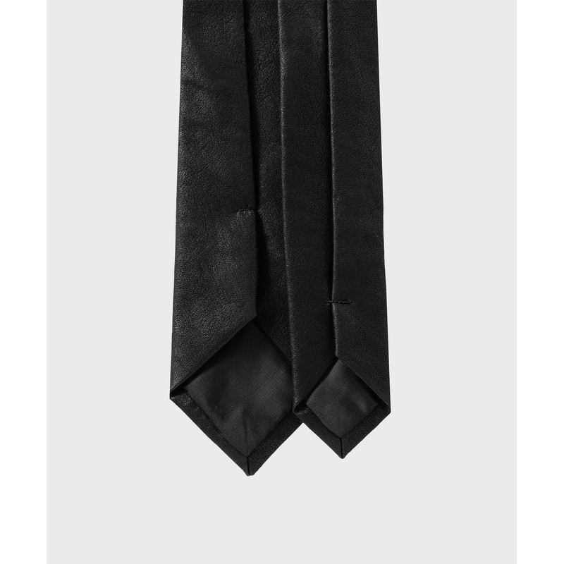 Nonblank Non-Blank FAUX Leather Slim Tie_BLACK