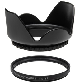 77MM UV Filter + 77mm Tulip Lens Hood for Tokina AT-X Pro 12-24mm f/4 DX II, 77 mm Ultraviolet Filter & 77 mm Lens Hood