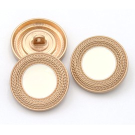 5 Pcs/Lot Gold Metal Button Cloth Buttons Round Scrapbook Decoration(White Round,25mm)