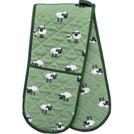 SAMUEL LAMONT Oven Glove Premium Heat Resistant Double Layers Cotton Fluffy Flock Green