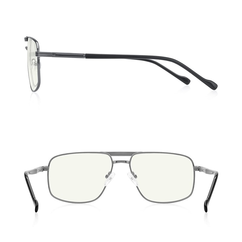 RB.Pilot Reading Glasses for Men Square Double Bridge Blue Light