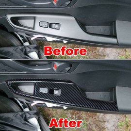 ruihe 4pc Carbon Fiber Color Automobile Door Window Control Panel Cover Trim Fit for Hyundai Kona 2018 2019 2020 2021 2022 North American Version