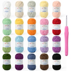 20 Pack of Fluffy Cotton Yarn for Crocheting and Knitting, 35.27oz/2620yds 100% Cotton Yarn, 5 Ply Soft Crochet Amigurumi Yarn for DIY Crafts&Puzzle,Socks,Hats.(Set B)
