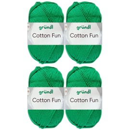 4 x 50 g Gründl Cotton Fun Crochet Yarn 100% Cotton with Instructions for Shopping Net (26 Grass Green)