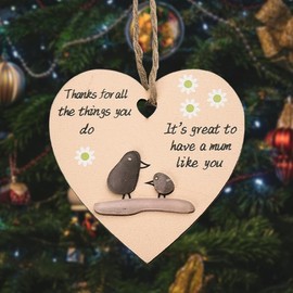 Mom Birthday Hanging Ornament from Daughter Son Mommy Christmas Tree Ornaments Mother Mama Appreciation Gifts Ideas Wedding Thank You Mom Gifts Plaque Keepsake Gifts for Mothers Day Presents for Mom