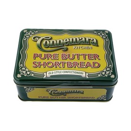 JC Walsh and Sons Pure Butter Shortbread Cookies Connemara Kitchen Irish Biscuits Vintage Green and Yellow Reusable Tin Ireland Souvenirs Gift Box