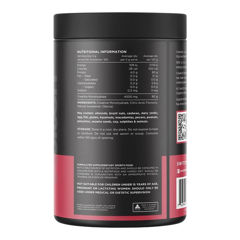 Switch Nutrition Creatine Monohydrate - Red Raspberry, 500g