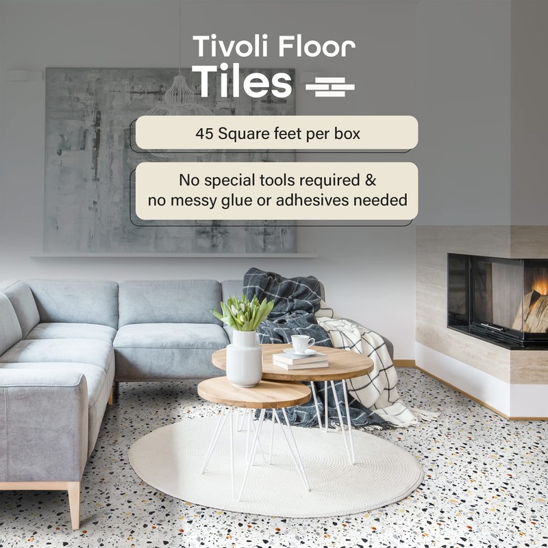 Tivoli Self Adhesive Vinyl Floor Tiles, 45 Tiles - 12"