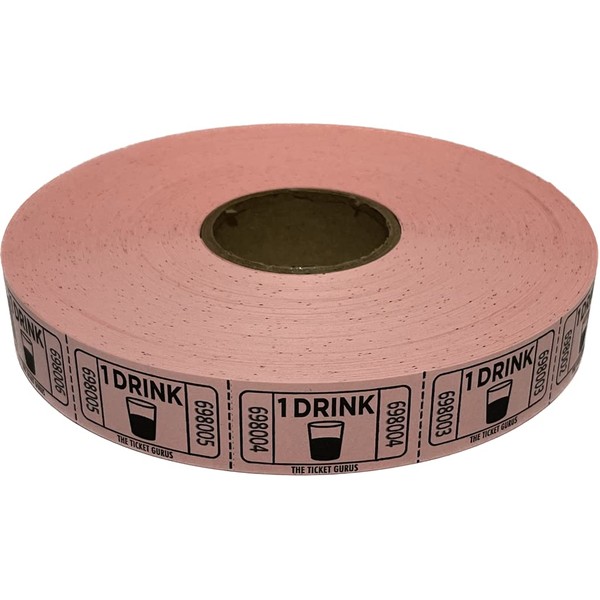 The Ticket Gurus-roll of 2000 Pink Drink Tickets Single Roll