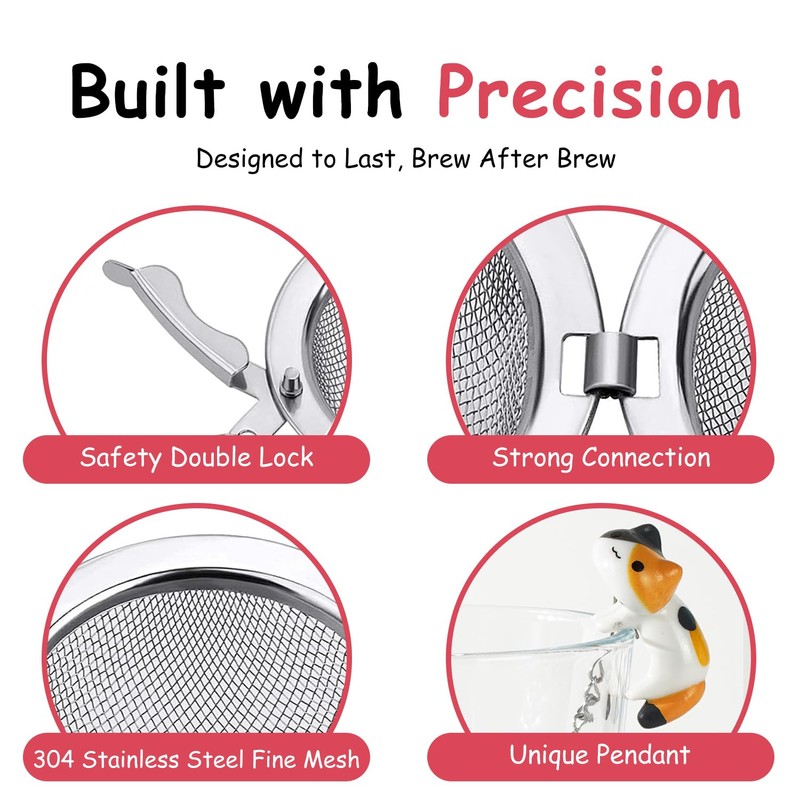 Lesnorry Calico Cat Tea Infuser Set - Adorable Tricolor Kitty