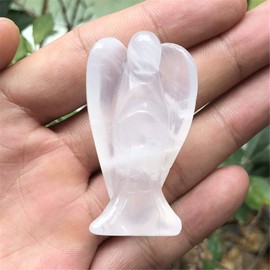 Fekuar Natural Rock Quartz Guardian Angel Statue, Hand-Carved Healing Crystal Pocket Figurines Decoration 2 Inches