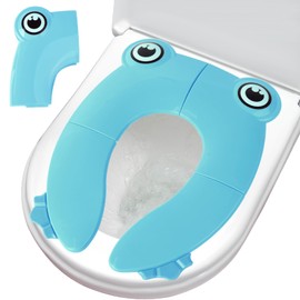 HITHOTMMA Asiento de Inodoro Niños,Asiento para Baño Infantil,Alfombrilla de Inodoro Plegable para Niños,WC Portatil Niños para Viaje para Niños y Niñas，Almohadillas de Silicona Antideslizantes(azul)